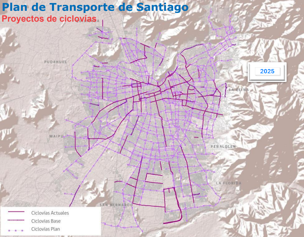 plan de ciclovÃ­as para la ciudad de Santiago al 2025